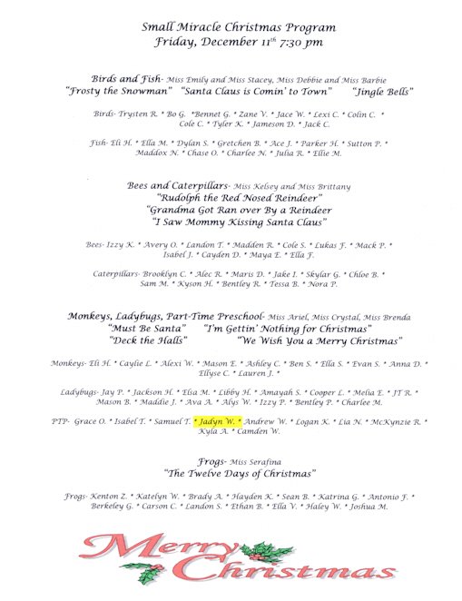 Jadyn's Christmas Program